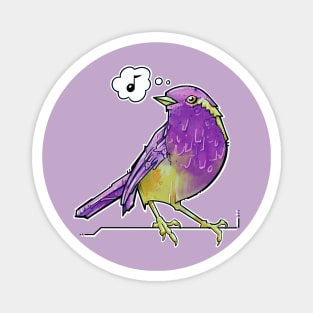 purple and yellow songbird Magnet